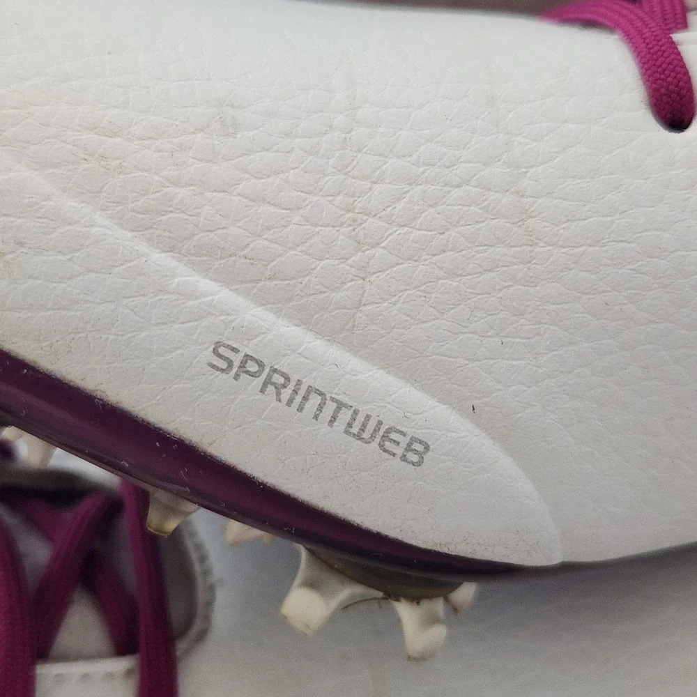 Adidas Adizero Sprintweb Golf‎ Shoes White Purple fuschia Athletic Spikes sz 6.5